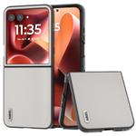 For Motorola Razr 60 Ultra ABEEL Genuine Leather Elegant Black Edge Phone Case(White)