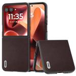 For Motorola Razr 60 Ultra ABEEL Genuine Leather Elegant Black Edge Phone Case(Coffee)