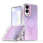 For Samsung Galaxy S25 Edge 5G Gradient Discolor Lens Kickstand Magsafe Phone Case(Purple)