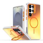 For Samsung Galaxy S25 Ultra 5G Gradient Discolor Lens Kickstand Magsafe Phone Case(Orange)