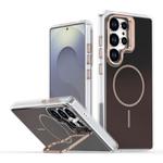 For Samsung Galaxy S25 Ultra 5G Gradient Discolor Lens Kickstand Magsafe Phone Case(Desert Gold)