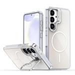 For Samsung Galaxy S23 5G Gradient Discolor Lens Kickstand Magsafe Phone Case(White)