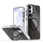 For Samsung Galaxy S23 5G Gradient Discolor Lens Kickstand Magsafe Phone Case(Black)