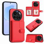 For Xiaomi 15 Ultra Button Card Bag RFID Anti-theft Phone Case(Red)