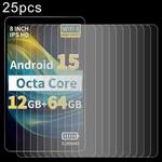 For Topsand CAM8 15 / Tablet 8 25pcs 9H 0.3mm Explosion-proof Tempered Glass Film