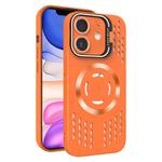 For iPhone 11 Lens Holder MagSafe Cooling Phone Case(Orange)