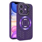For iPhone 11 Lens Holder MagSafe Cooling Phone Case(Dark Purple)