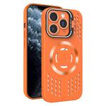 For iPhone 11 Pro Max Lens Holder MagSafe Cooling Phone Case(Orange)