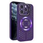 For iPhone 11 Pro Max Lens Holder MagSafe Cooling Phone Case(Dark Purple)