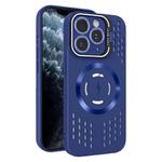 For iPhone 11 Pro Max Lens Holder MagSafe Cooling Phone Case(Royal Blue)