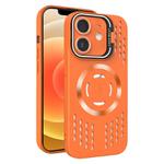 For iPhone 12 Lens Holder MagSafe Cooling Phone Case(Orange)