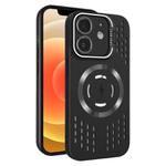For iPhone 12 Lens Holder MagSafe Cooling Phone Case(Black)