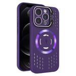 For iPhone 12 Pro Lens Holder MagSafe Cooling Phone Case(Dark Purple)