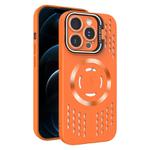 For iPhone 12 Pro Max Lens Holder MagSafe Cooling Phone Case(Orange)