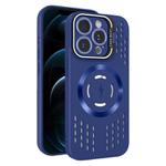 For iPhone 12 Pro Max Lens Holder MagSafe Cooling Phone Case(Royal Blue)