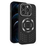 For iPhone 12 Pro Max Lens Holder MagSafe Cooling Phone Case(Black)