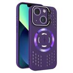 For iPhone 13 Lens Holder MagSafe Cooling Phone Case(Dark Purple)