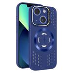 For iPhone 13 Lens Holder MagSafe Cooling Phone Case(Royal Blue)