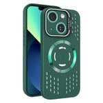For iPhone 13 Lens Holder MagSafe Cooling Phone Case(Dark Green)