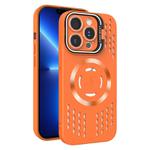 For iPhone 13 Pro Lens Holder MagSafe Cooling Phone Case(Orange)