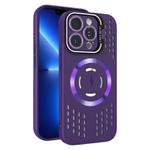 For iPhone 13 Pro Lens Holder MagSafe Cooling Phone Case(Dark Purple)