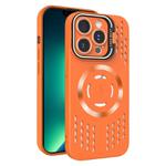 For iPhone 13 Pro Max Lens Holder MagSafe Cooling Phone Case(Orange)