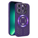 For iPhone 13 Pro Max Lens Holder MagSafe Cooling Phone Case(Dark Purple)