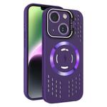 For iPhone 14 Lens Holder MagSafe Cooling Phone Case(Dark Purple)