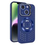 For iPhone 14 Lens Holder MagSafe Cooling Phone Case(Royal Blue)
