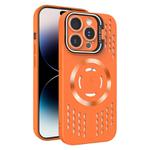 For iPhone 14 Pro Lens Holder MagSafe Cooling Phone Case(Orange)