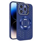 For iPhone 14 Pro Max Lens Holder MagSafe Cooling Phone Case(Royal Blue)