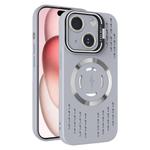 For iPhone 15 Lens Holder MagSafe Cooling Phone Case(Grey)