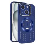 For iPhone 15 Plus Lens Holder MagSafe Cooling Phone Case(Royal Blue)