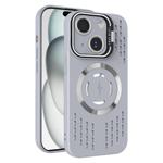 For iPhone 15 Plus Lens Holder MagSafe Cooling Phone Case(Grey)