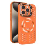 For iPhone 15 Pro Lens Holder MagSafe Cooling Phone Case(Orange)