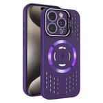 For iPhone 15 Pro Lens Holder MagSafe Cooling Phone Case(Dark Purple)