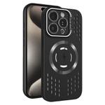 For iPhone 15 Pro Lens Holder MagSafe Cooling Phone Case(Black)