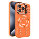 For iPhone 15 Pro Max Lens Holder MagSafe Cooling Phone Case(Orange)