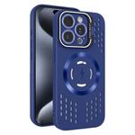For iPhone 15 Pro Max Lens Holder MagSafe Cooling Phone Case(Royal Blue)