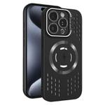 For iPhone 15 Pro Max Lens Holder MagSafe Cooling Phone Case(Black)
