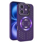 For iPhone 16 Lens Holder MagSafe Cooling Phone Case(Dark Purple)
