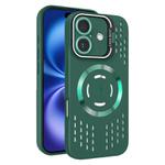For iPhone 16 Lens Holder MagSafe Cooling Phone Case(Dark Green)