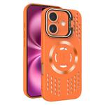 For iPhone 16 Plus Lens Holder MagSafe Cooling Phone Case(Orange)