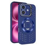 For iPhone 16 Plus Lens Holder MagSafe Cooling Phone Case(Royal Blue)