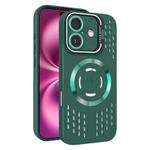 For iPhone 16 Plus Lens Holder MagSafe Cooling Phone Case(Dark Green)