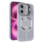 For iPhone 16 Plus Lens Holder MagSafe Cooling Phone Case(Grey)