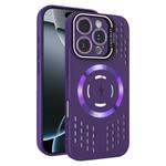For iPhone 16 Pro Lens Holder MagSafe Cooling Phone Case(Dark Purple)