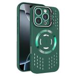 For iPhone 16 Pro Lens Holder MagSafe Cooling Phone Case(Dark Green)