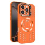 For iPhone 16 Pro Max Lens Holder MagSafe Cooling Phone Case(Orange)