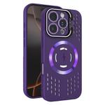 For iPhone 16 Pro Max Lens Holder MagSafe Cooling Phone Case(Dark Purple)